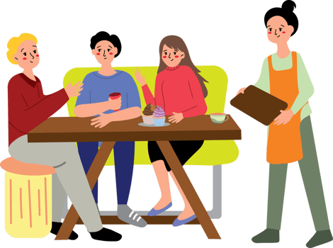 Friends Hanging Out and Socializing at a Cozy Cafe png