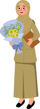 Teachers Day Celebration with Flower Bouquet Surprise png