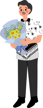 Emotional Teacher Receiving Flowers on Special Day png