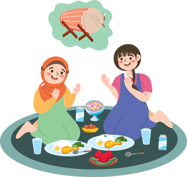 Kids Sharing a Meal to Break the Fast in Ramadan png