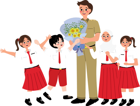 Happy Teacher Holding Gift from Students png