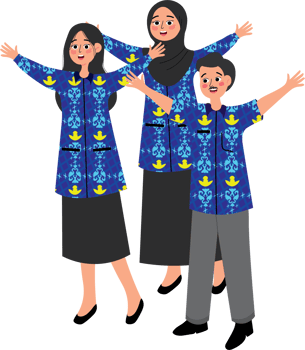 Professional Teachers Standing in Blue Uniform png
