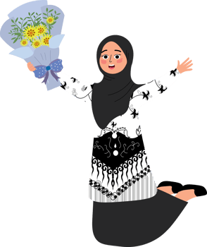 Happy Teacher Holding Bouquet from Students png