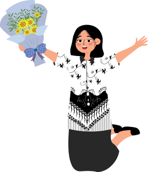 Teacher Receiving a Flower Bouquet on Teachers Day png