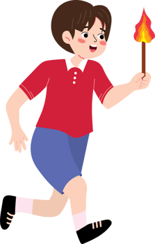 Boy Holding a Torch in the Night png