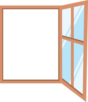 Old Style Wooden Window Frame with Clear Glass png