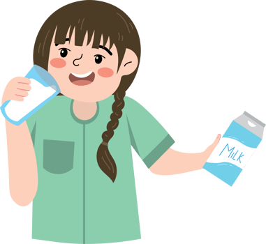 Smiling Girl Holding Glass of Milk at Breakfast png