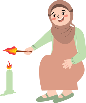 Peaceful Night with Muslim Girl and Torch png
