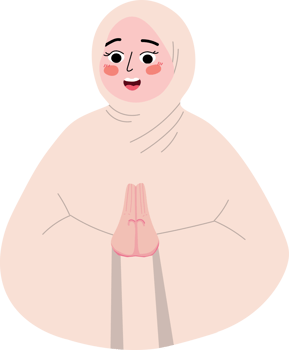 Girl in Hijab Expressing Eid Greetings with Hand Gesture png