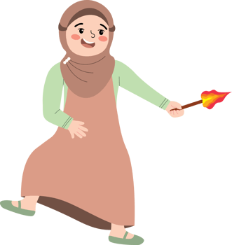 Young Muslim Girl Bringing a Glowing Torch png