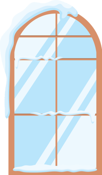 Frozen Windowpane with Snow Accumulation png