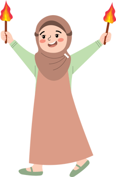 Muslim Child Holding a Torch Outdoors png