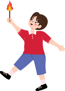 Fire Torch in Hands of a Child at Night png