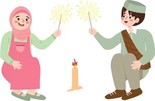 Kids Playing with Fireworks on Eid Night Celebration png