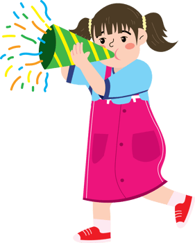 Excited Girl Blowing Horn During Christmas Night png