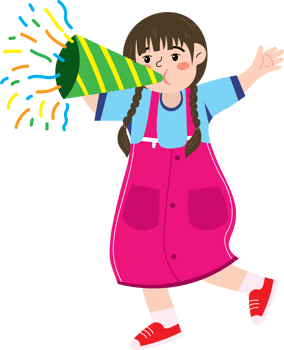 Happy Moment of Girl Playing Horn on Christmas and New Year png