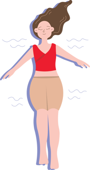 Girl Enjoying Vacation at the Beach, Floating png