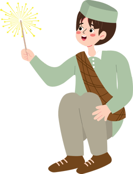 Child Holding Fireworks in Festive Eid Atmosphere png