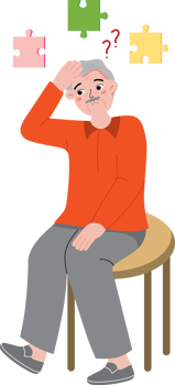 Elderly Man Experiencing Confusion and Memory Fog png