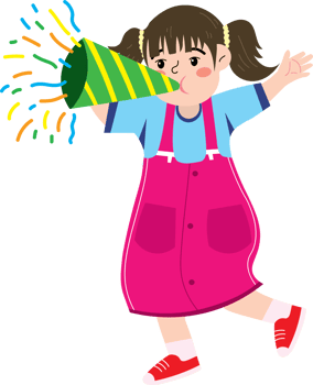 Young Girl Blowing Party Horn During Festive Celebration png
