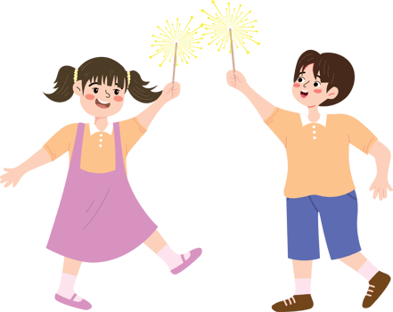 Excited Children Holding Fireworks on Festive Night png