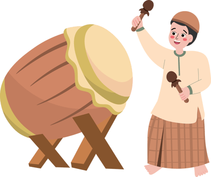 Ramadan Bedug Drum Played by Child Before Breaking Fast png