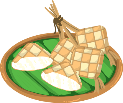 Traditional Eid Food Ketupat with Coconut Leaf Wrap png