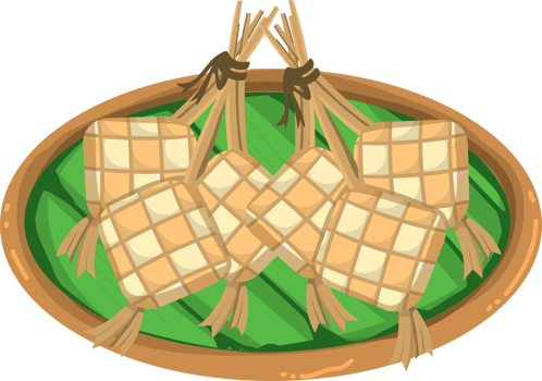 Handmade Ketupat Rice Cakes for Ramadan Feast or Eid Celebration png