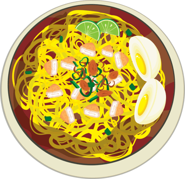 Traditional Asian Boiled Noodles with Egg and Vegetables png