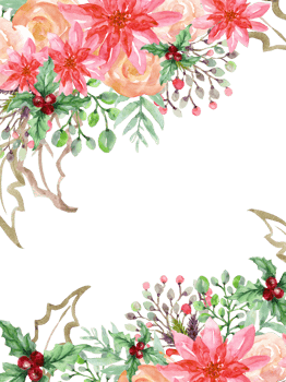 Watercolor christmas floral frame png