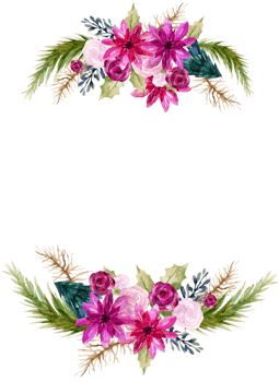A floral wreath with pink flowers and leaves png