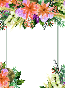 A floral frame with flowers and leaves png