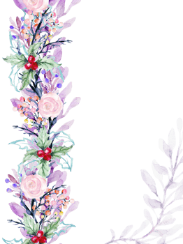 Watercolor floral border with leaves and flowers png