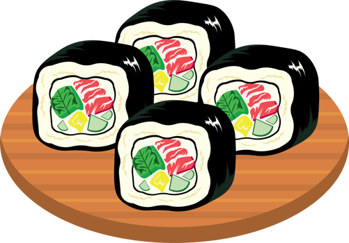 Exquisite Sushi Rolls Displayed in Elegant Japanese Style png