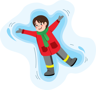 Peaceful Moment of Child Lying in the Snow Making an Angel png