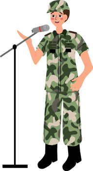 TNI Day Illustration of Indonesian Military Hero Speaking at Podium png
