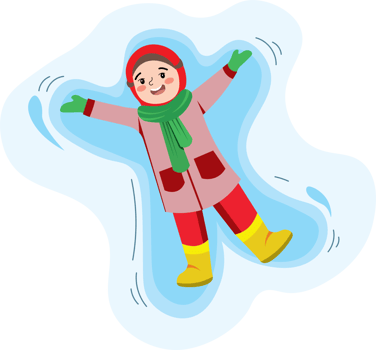 Little Kid Enjoying Snow While Making a Snow Angel png