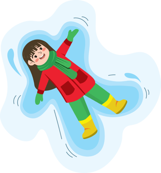 Childhood Joy Playing in Snow and Making Snow Angel png