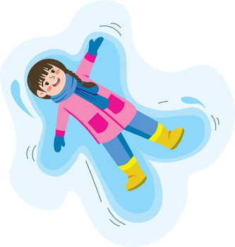 Kid Making Snow Angel on a Winter Day png