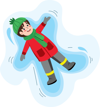 Boy Lying in Snow Forming a Snow Angel png