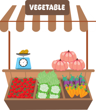 Vegetable Store Shelf with Fresh Produce Displayed Neatly png
