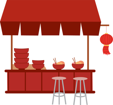 Delicious Korean Food Stand with Assorted Street Snacks png