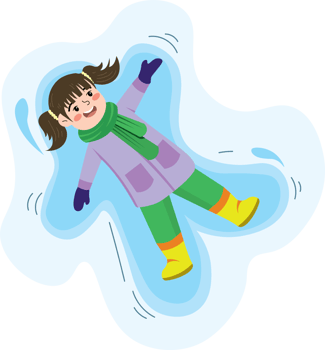 Happy Kid Creating a Snow Angel in Winter png