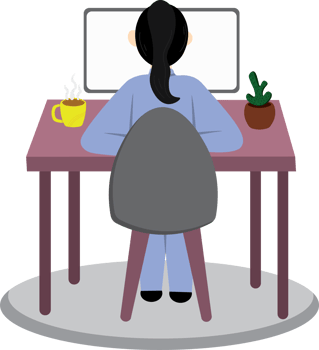 Business Analyst Working Remotely with Charts and Graphs png