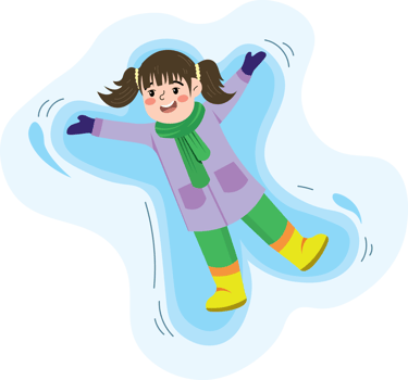 Child Lying in Snow Making a Snow Angel png