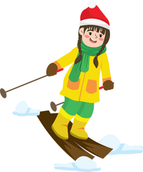 Playful girl enjoying snow activities and cold weather png