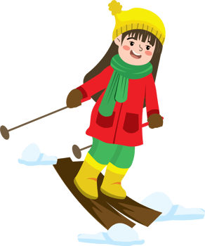 Joyful child having fun in the snow with skis png