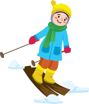 Snowy day fun with hijabi child on ski adventure png