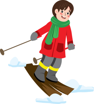 Winter vacation fun with young boy playing in snowy png