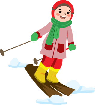 Muslim girl in hijab skiing and sliding in snowy png